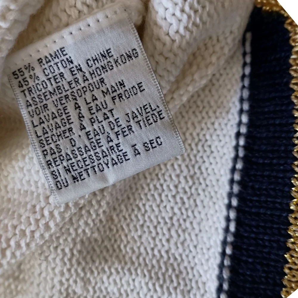 Vtg Cedars Nautical Sweater M Oversized Coastal‎ Ramie Preppy Yacht Club Chunky